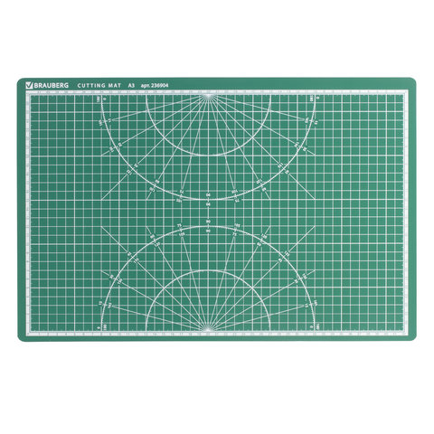Коврик защитный Brauberg для резки, А3, 45х30см, двусторонний, зеленый (236904)