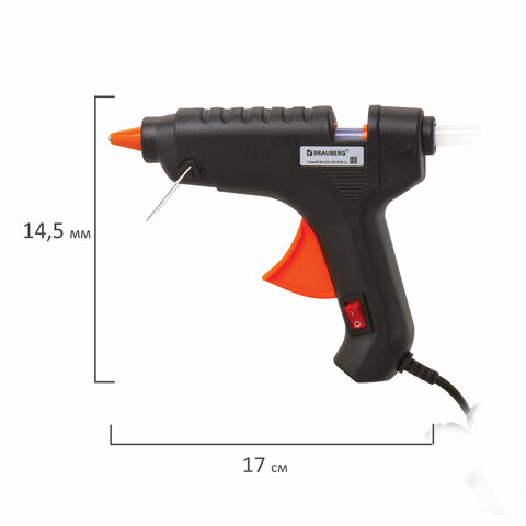 Клеевой пистолет Brauberg, 60Вт, для стержня 11мм, с выключателем, 2шт. (671053)