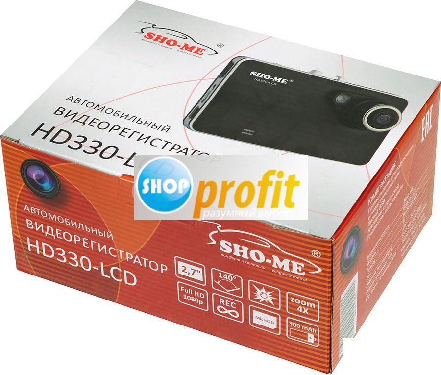 Автомобильный видеорегистратор SHO-ME HD330-LCD, черный (HD330-LCD)