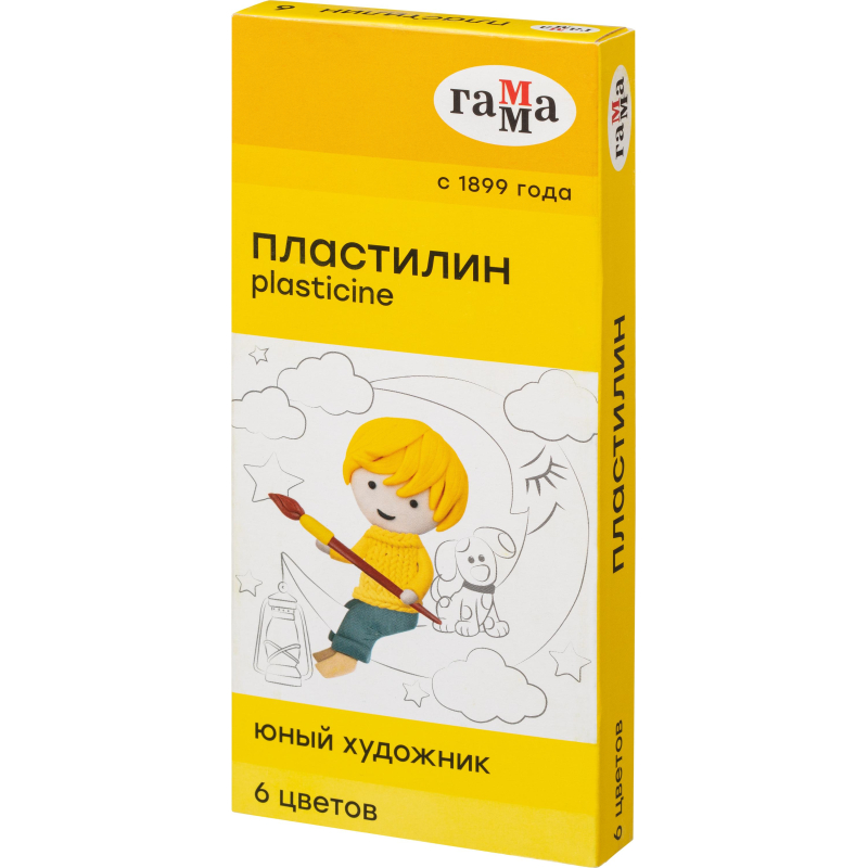 Пластилин 6 цветов Гамма &quot;Юный художник&quot;, по 14г, со стеком (280042)