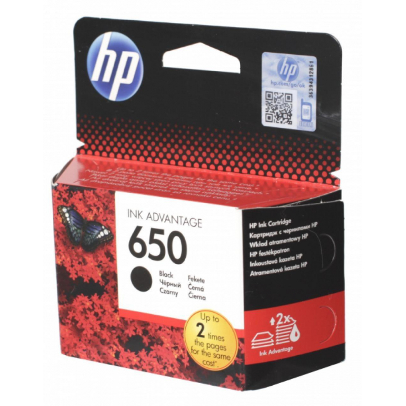 Картридж оригинальный HP 650 CZ101AE (360 страниц) черный