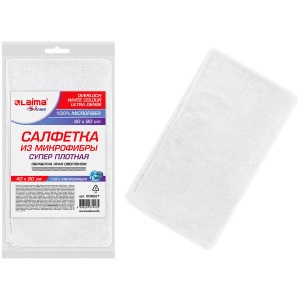 Салфетка хозяйственная Лайма White UltraDense (40х80см) микрофибра плотная, белая (608227)