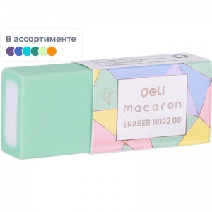 Ластик Deli Macaron (пвх, прямоугольный, 50x20x10мм) 1шт. (EH02200)