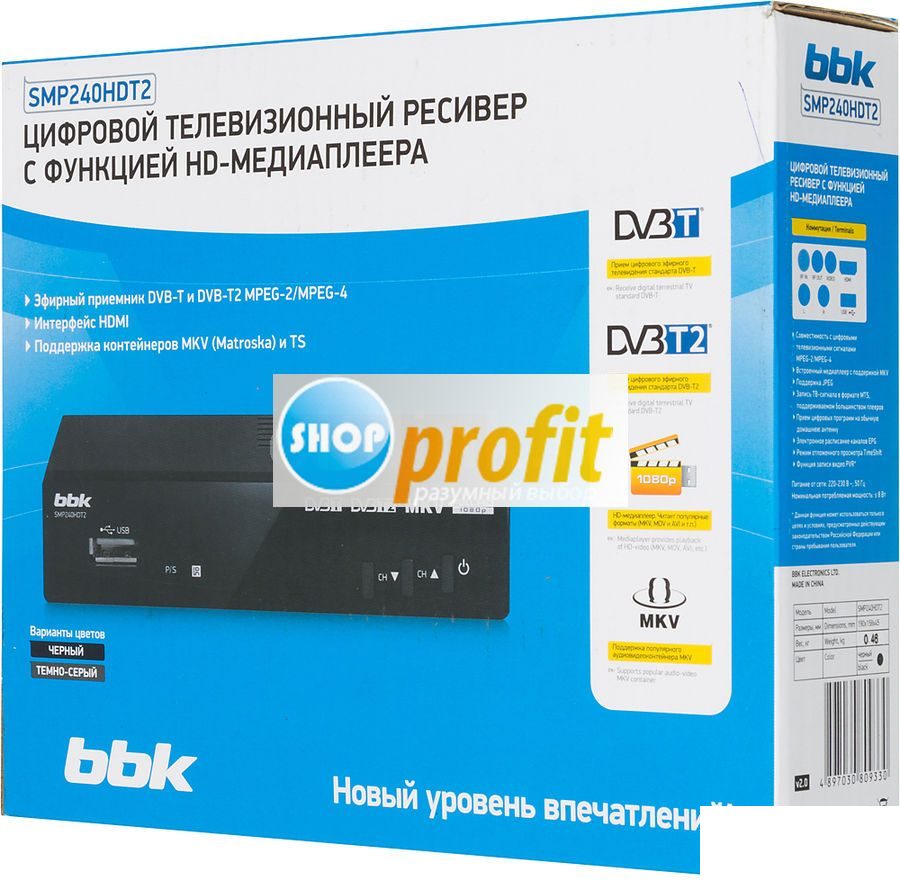 Ресивер DVB-T2 BBK SMP240HDT2, черный (SMP240HDT2 BLACK)