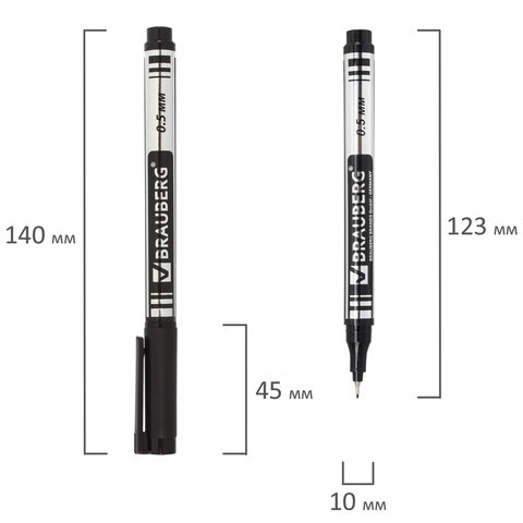 Маркер перманентный (нестираемый) Brauberg Jet (0.5мм, игольчатый метал. наконечник, черный) (150507)