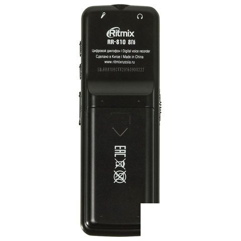 Диктофон цифровой Ritmix RR-810, 8Gb, черный (15118209)