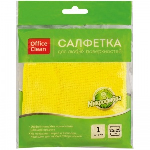 Салфетка для уборки OfficeClean, микрофибра, 25x25см, желтая (275758), 10шт.