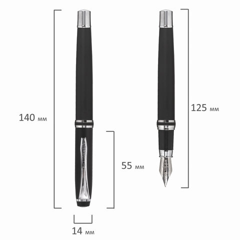 Набор ручек подарочных Brauberg Duetto (шариковая, перьевая, черный с хромированными деталями) (143478)