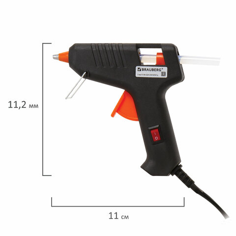 Клеевой пистолет Brauberg, 15Вт, для стержня 7мм, с выключателем, 2шт. (671051)