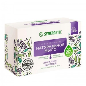 Мыло кусковое туалетное Synergetic "Эвкалипт и шалфей", 90г, 6шт.